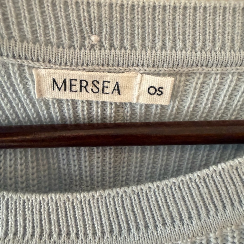 MERSEA Women's Light Blue and Cream Sweater - Picture 3 of 4